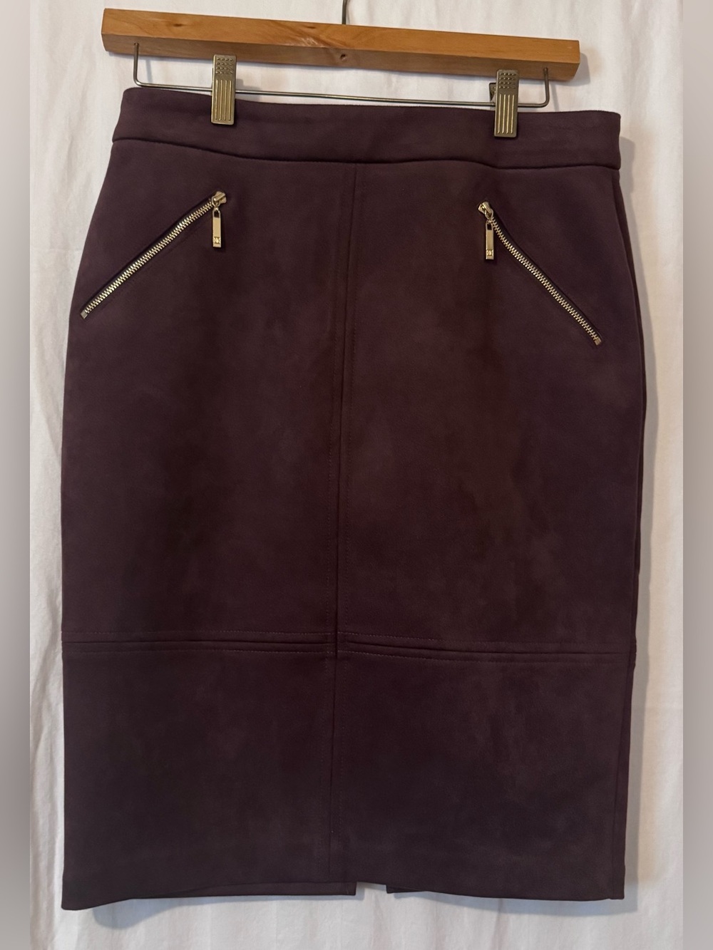 Ivanka Trump Faux Suede Pencil Skirt Brown Size 4 Zip Pocket